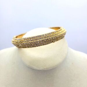 Tiny Goldtone & Rhinestone Pull-On Bangle Bracelet
